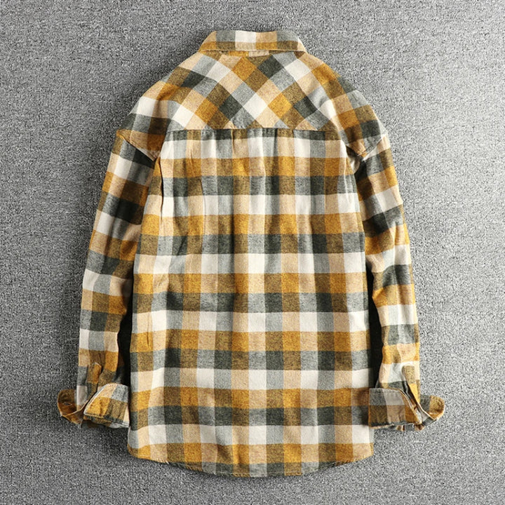 Men’s Vintage Brushed Plaid Flannel Shirt - Heston Manor