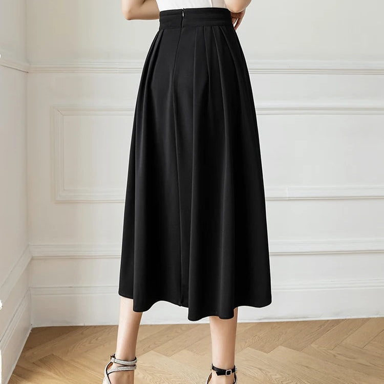 Women’s High-Waist Pleated Midi Skirt - Heston Manor