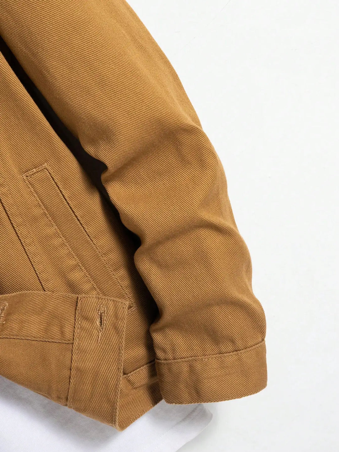 Men's Tan Denim Trucker Jacket Button-Front