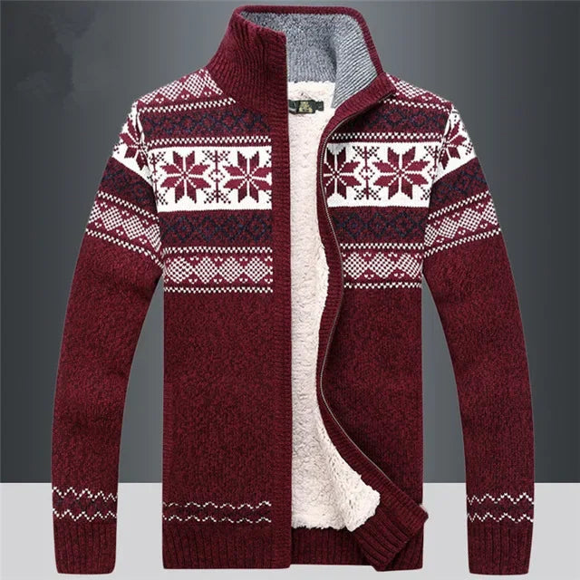 Men’s Fleece-Lined Nordic Zip Sweater - Heston Manor