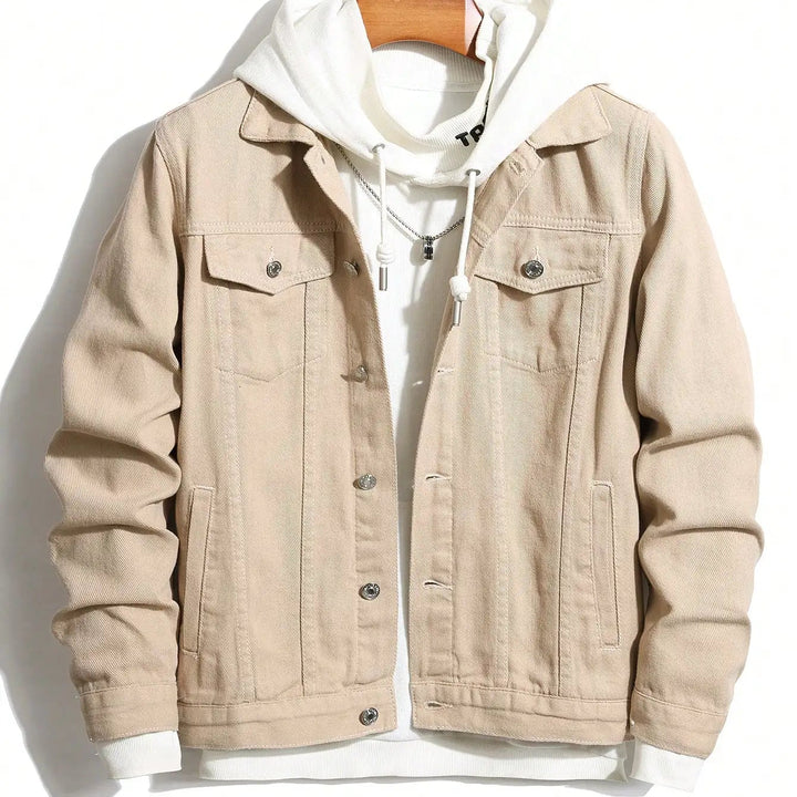 Men's Denim Trucker Jacket Button-Front Style