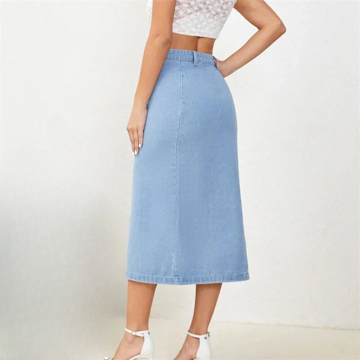 Side Button Denim Skirt - HESTON MANOR