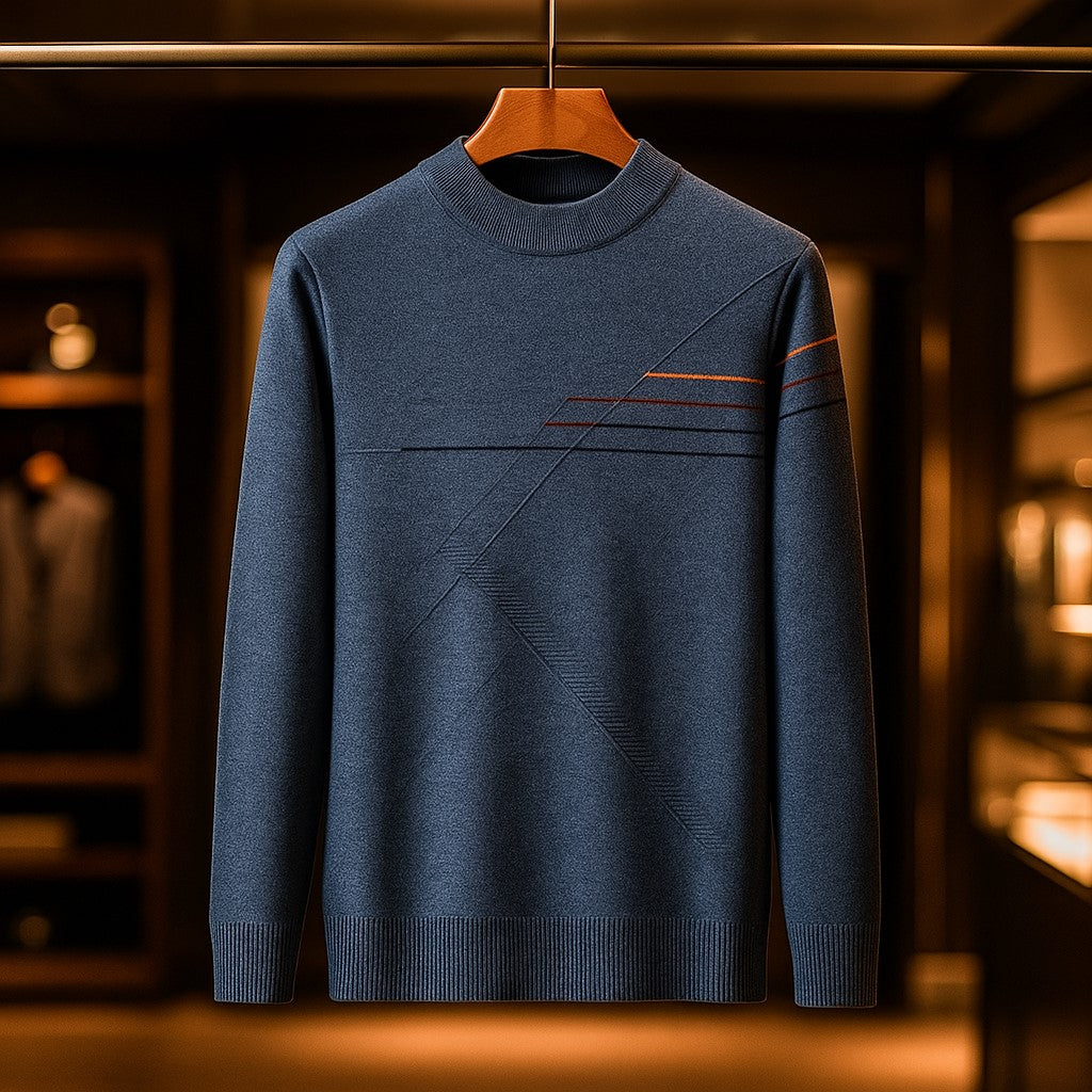 Men’s Modern Crewneck Sweater with Subtle Stripe Detailing - Heston Manor