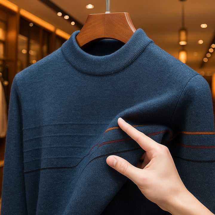 Men’s Modern Crewneck Sweater with Subtle Stripe Detailing - Heston Manor