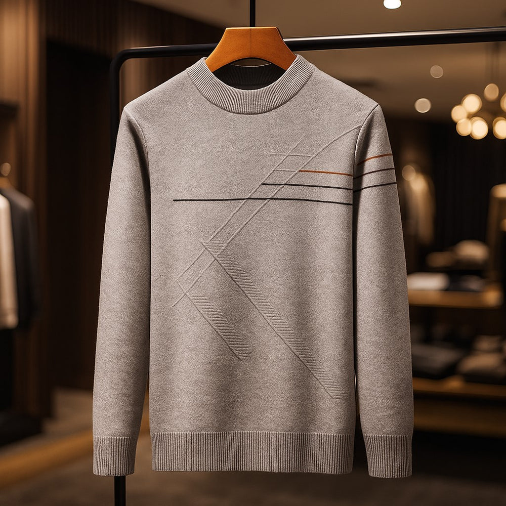 Men’s Modern Crewneck Sweater with Subtle Stripe Detailing - Heston Manor