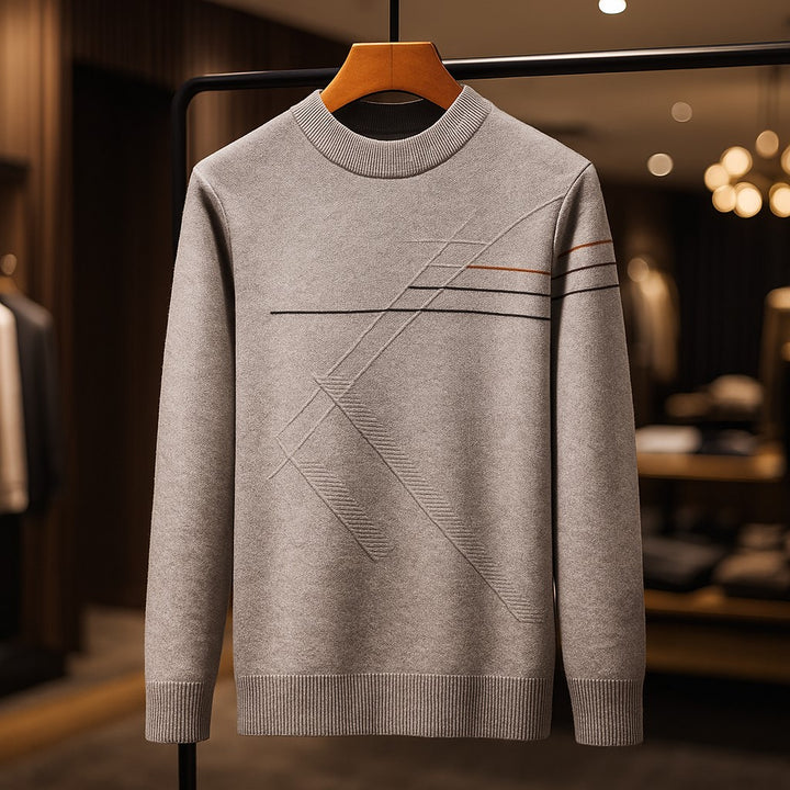 Men’s Modern Crewneck Sweater with Subtle Stripe Detailing - Heston Manor