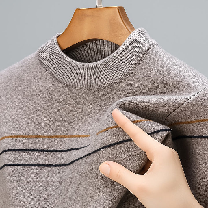 Men’s Modern Crewneck Sweater with Subtle Stripe Detailing - Heston Manor