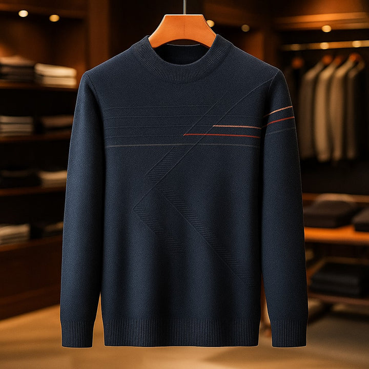 Men’s Modern Crewneck Sweater with Subtle Stripe Detailing - Heston Manor