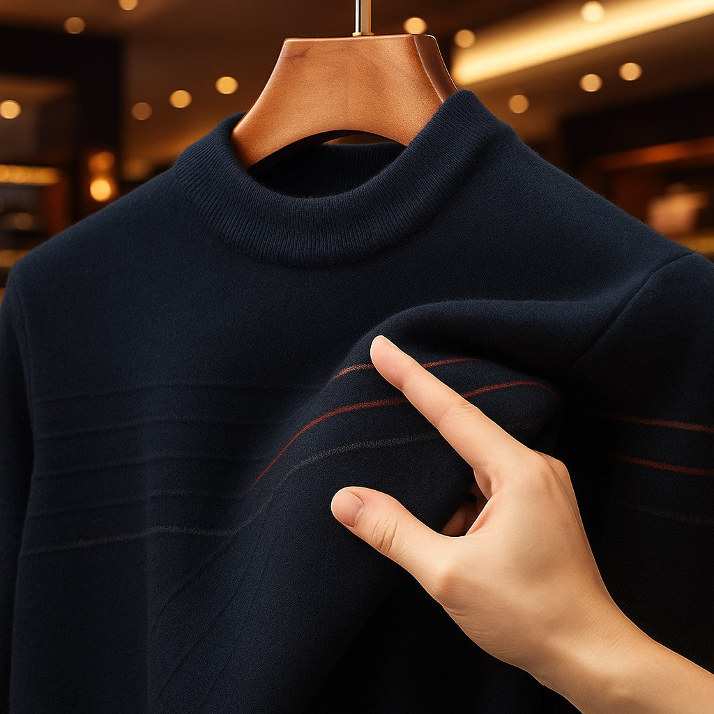 Men’s Modern Crewneck Sweater with Subtle Stripe Detailing - Heston Manor