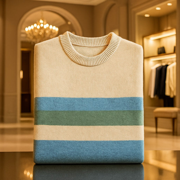 Men’s Thin Wool Striped Crewneck Sweater - Heston Manor