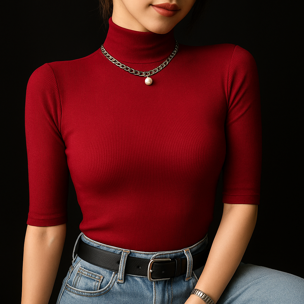 Textured Mock Neck - HESTON MANOR