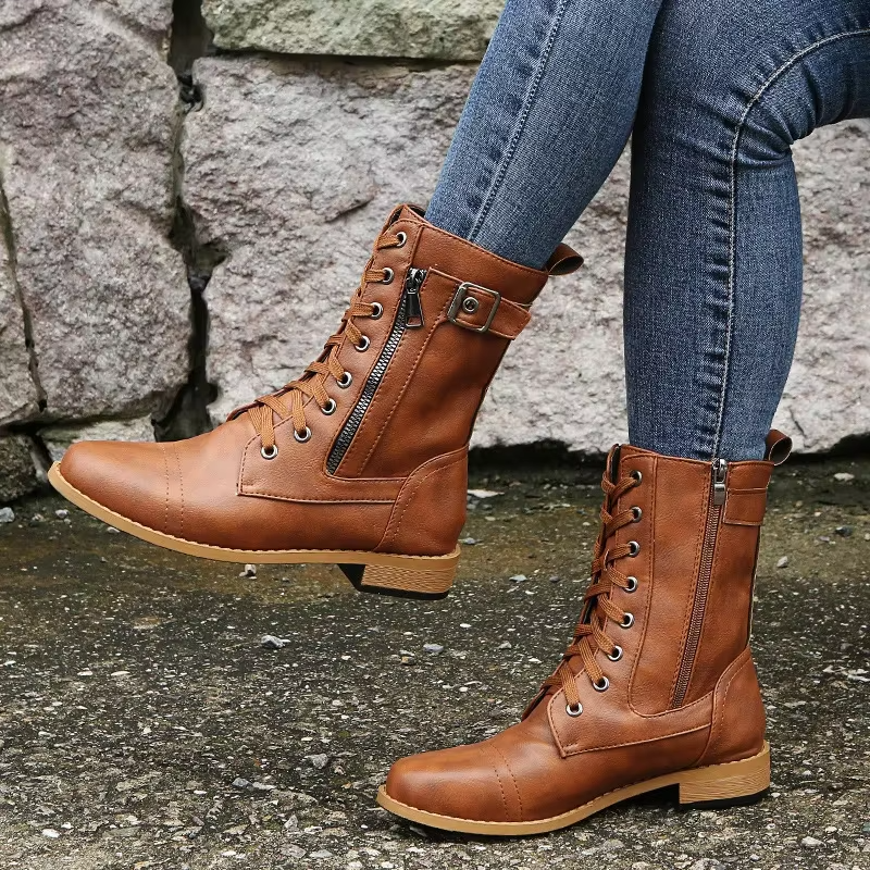 Western Punk Buckle Boots - HESTON MANOR