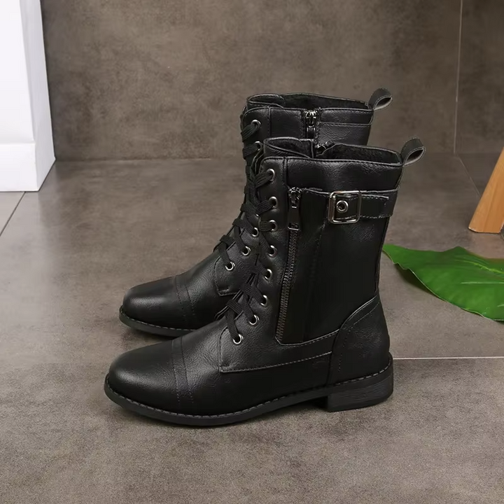Western Punk Buckle Boots - HESTON MANOR