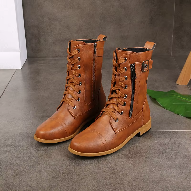 Western Punk Buckle Boots - HESTON MANOR