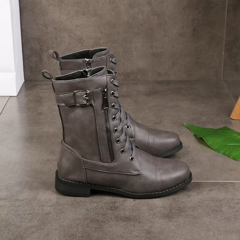 Western Punk Buckle Boots - HESTON MANOR