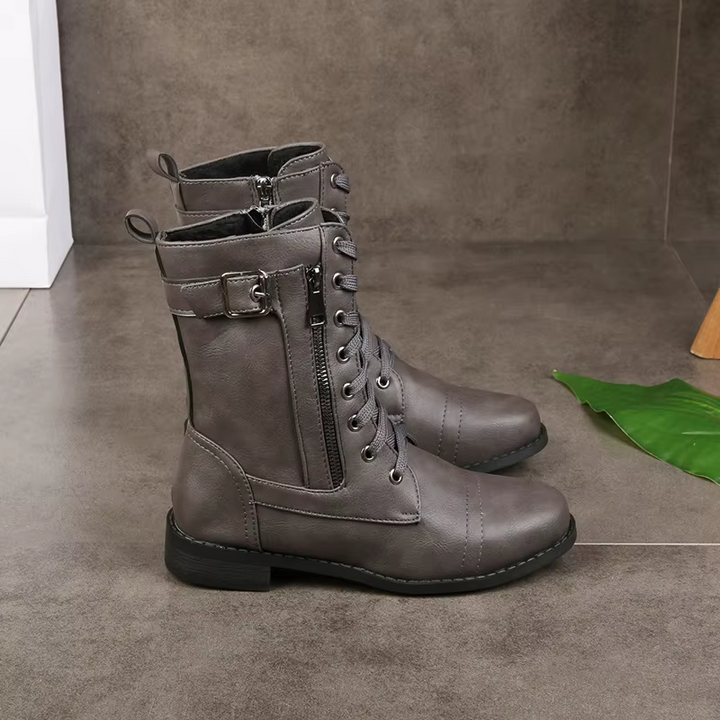 Western Punk Buckle Boots - HESTON MANOR