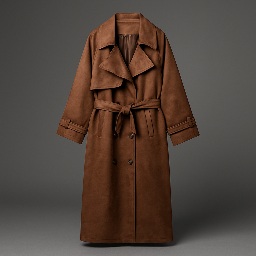 Women’s Suede-Effect Trench Coat - Heston Manor