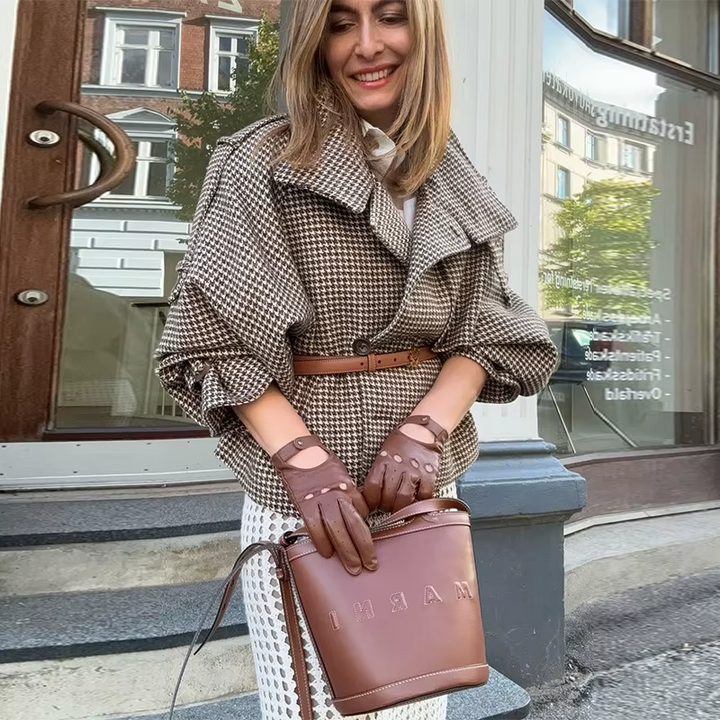 Women’s Houndstooth Belted Jacket