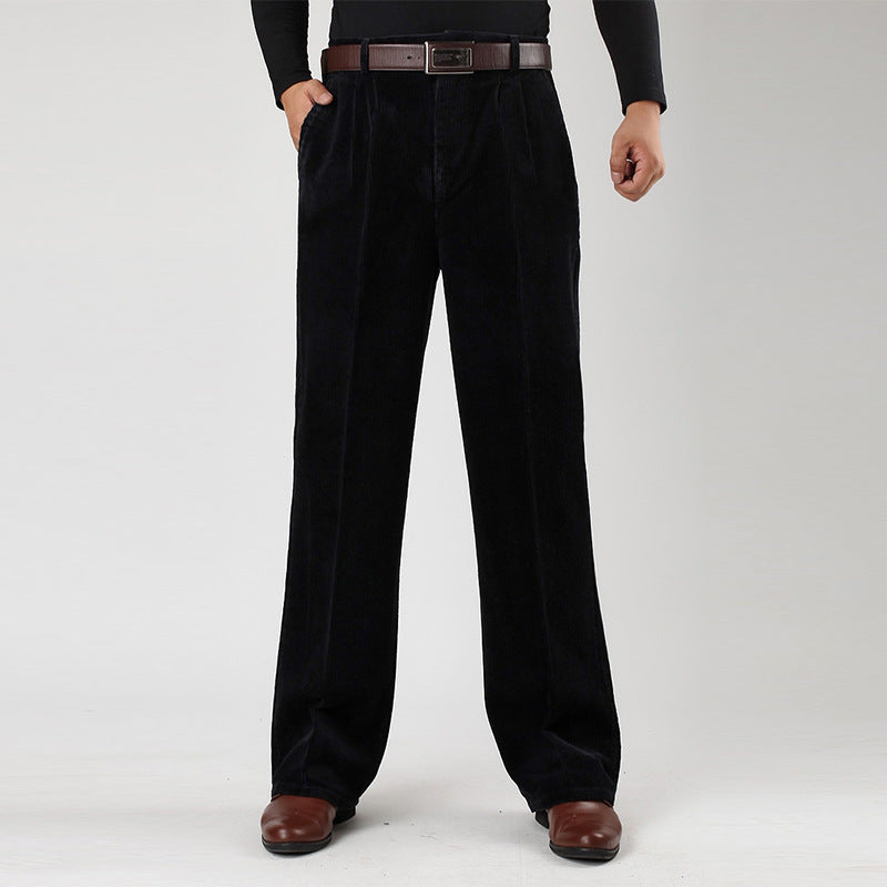 Men's Corduroy Wide Leg Classic Fit Trousers - Heston Manor