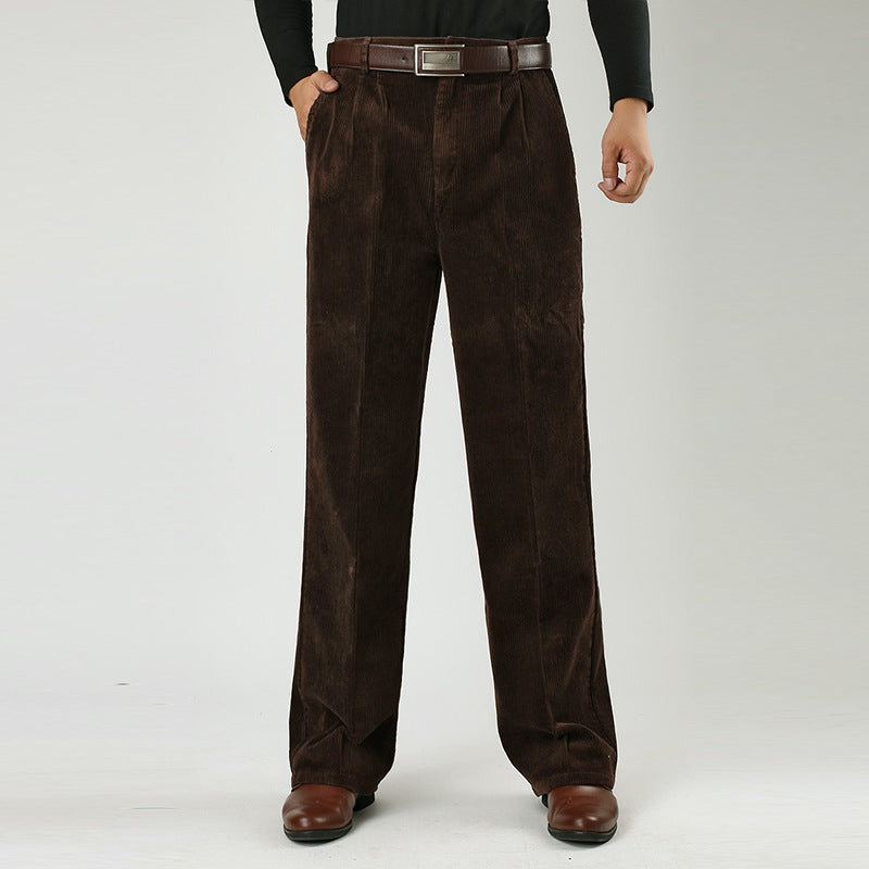 Men's Corduroy Wide Leg Classic Fit Trousers - Heston Manor