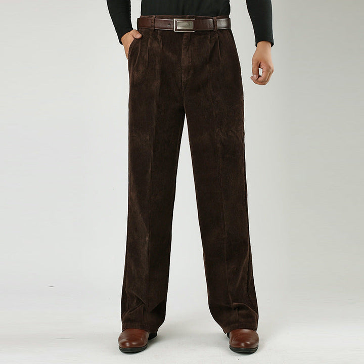 Men's Corduroy Wide Leg Classic Fit Trousers - Heston Manor