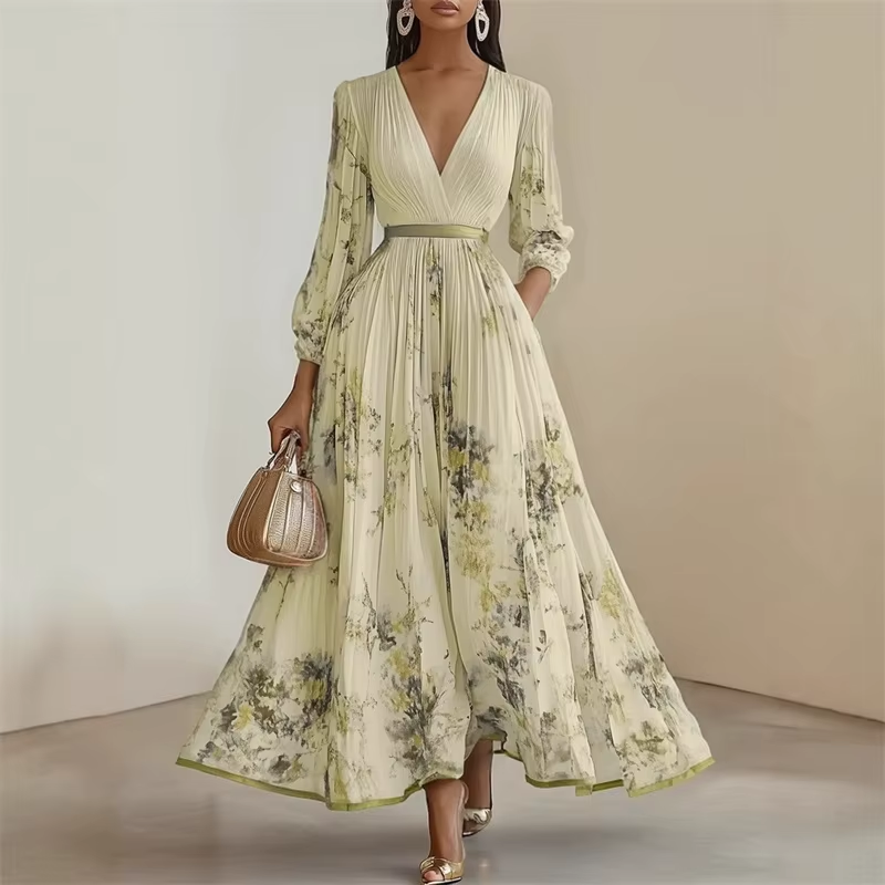 Women's Floral Pleated Maxi Dress - Heston Manor
