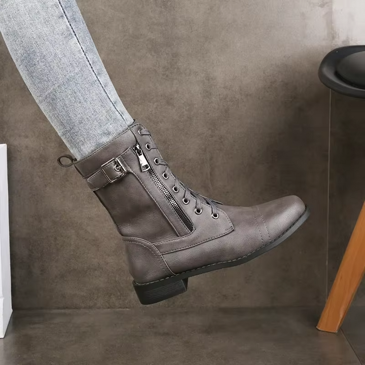 Western Punk Buckle Boots - HESTON MANOR