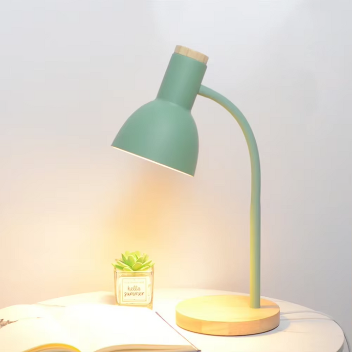 Wood Base Desk Lamp Adjustable Neck