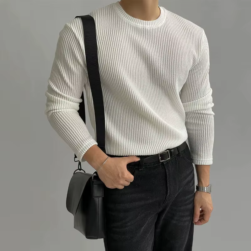 Men’s Ribbed Knit Long Sleeve Sweater