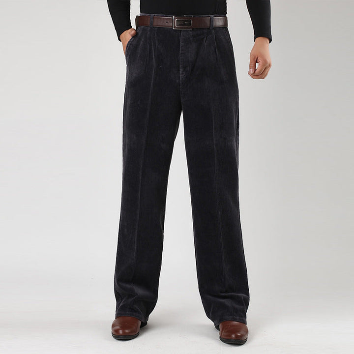 Men's Corduroy Wide Leg Classic Fit Trousers - Heston Manor
