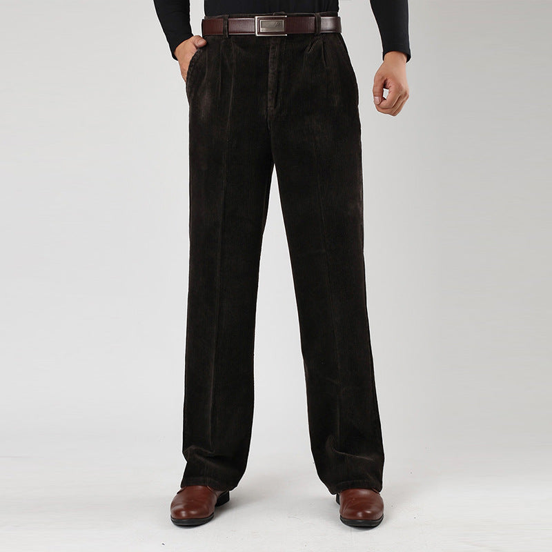 Men's Corduroy Wide Leg Classic Fit Trousers - Heston Manor