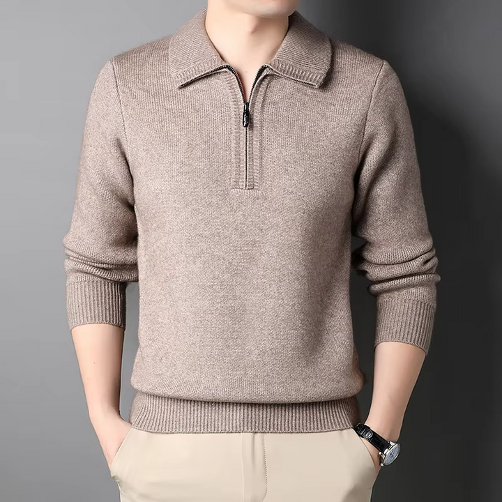 Cashmere Quarter Zip Sweater - HESTON MANOR