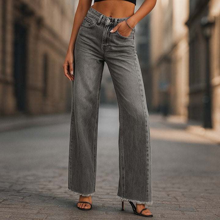 Women's Relaxed Fit Frayed Hem Jeans - Heston Manor