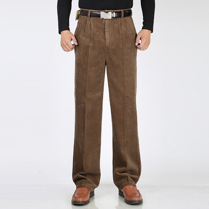 Men's Corduroy Wide Leg Classic Fit Trousers - Heston Manor