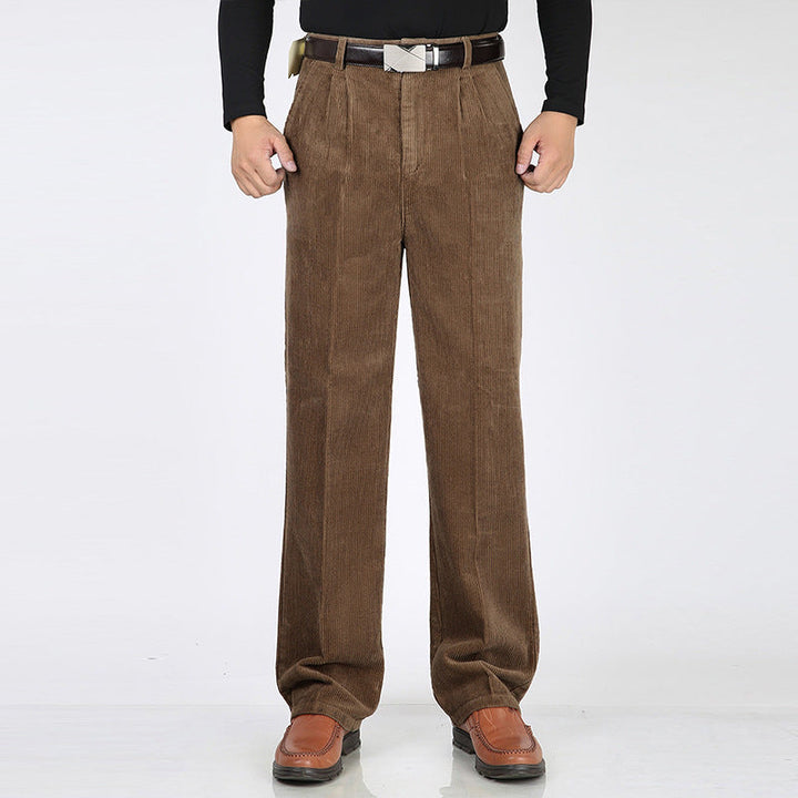 Men's Corduroy Wide Leg Classic Fit Trousers - Heston Manor
